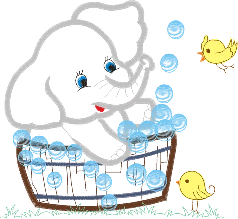 Elefante Banho Aplique 14x13