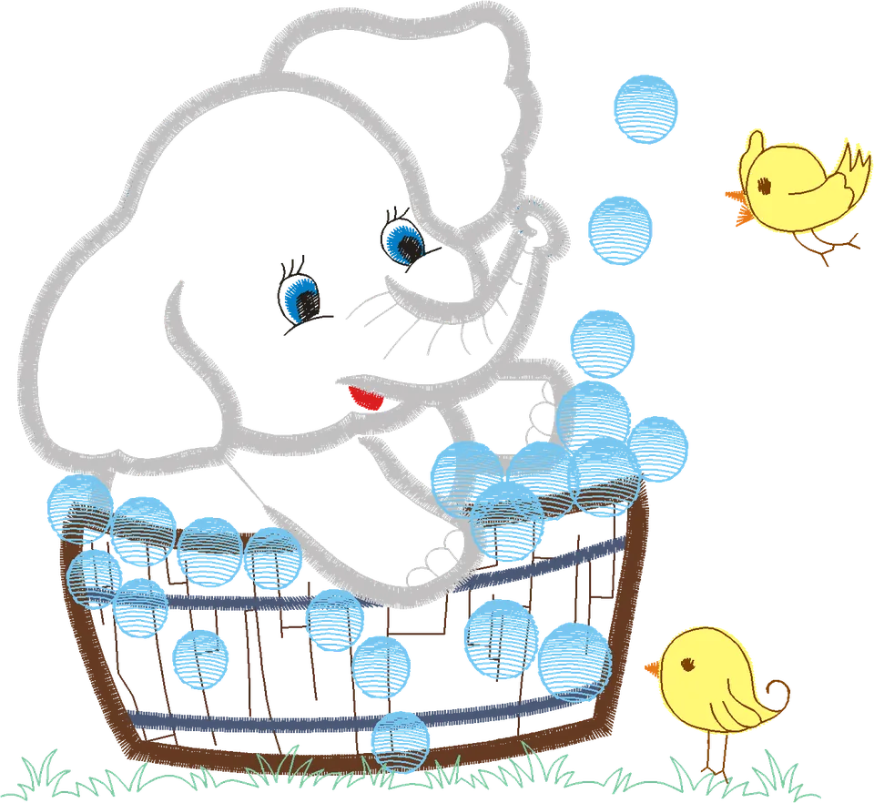 Elefante Banho Aplique 14x13