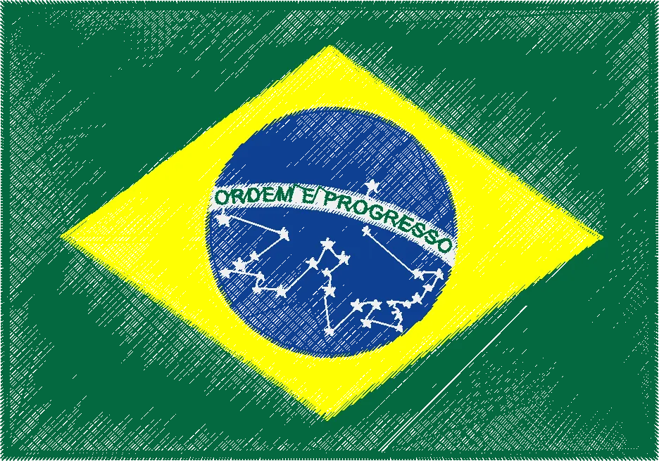 Bandeira Brasil Estrelas Por Cima Do Azul 10x10