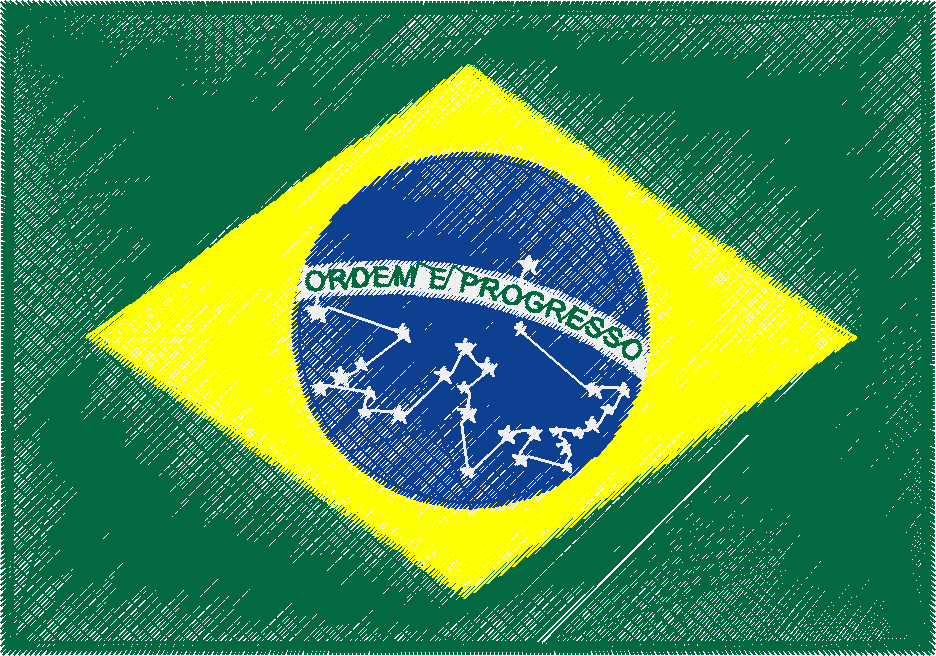 Bandeira Brasil Estrelas Por Cima Do Azul 10x10